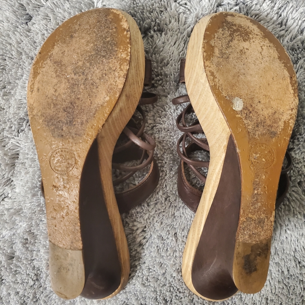 leifsdottir Brown Leather Tassel Wedge Sandals - Picture 4 of 8